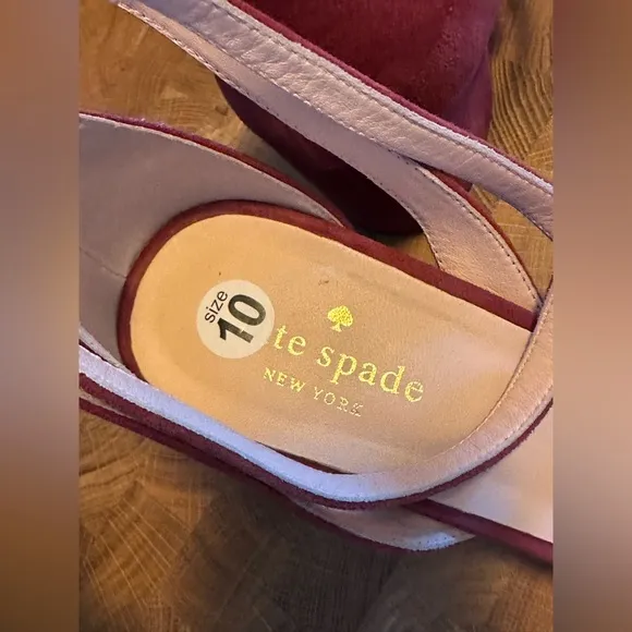 KATE SPADE M Watson Too Deep Crimson Suede Heels Sandals SZ 10M