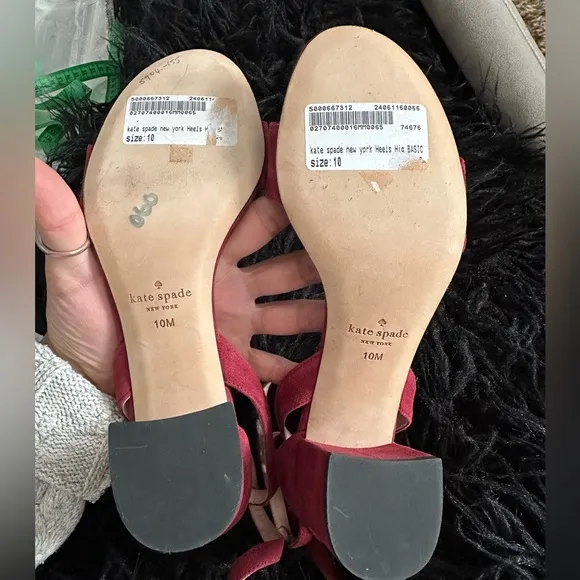 KATE SPADE M Watson Too Deep Crimson Suede Heels Sandals SZ 10M