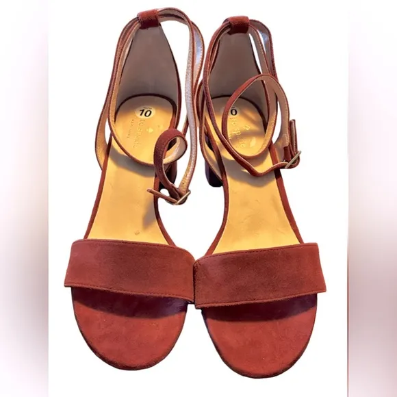 KATE SPADE M Watson Too Deep Crimson Suede Heels Sandals SZ 10M
