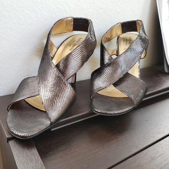 Kate spade criss cross metallic heels 8.5