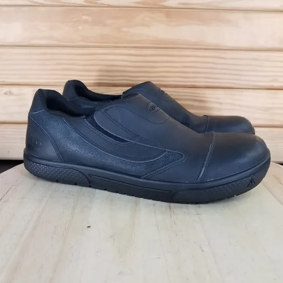 KEEN 1012857D DESTIN Men's 11.5 US Slip On Black Leather Loafers EH Work Shoes