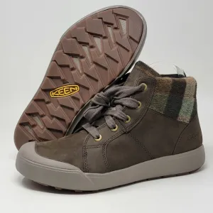 KEEN Elena Mid Boots Womens Sz 7 Hiking Winter Chestnut Leather Insulated Plaid