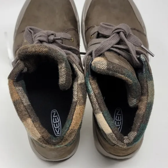 KEEN Elena Mid Boots Womens Sz 7 Hiking Winter Chestnut Leather Insulated Plaid