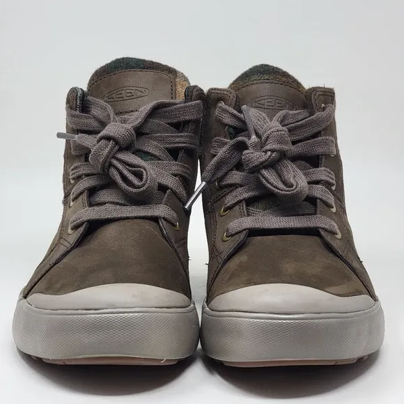 KEEN Elena Mid Boots Womens Sz 7 Hiking Winter Chestnut Leather Insulated Plaid