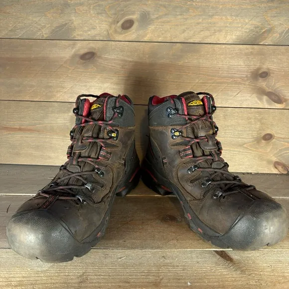 keen pittsburgh mens size 10.5 shoes brown leather steel toe work boots