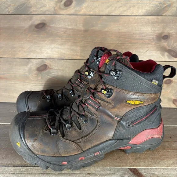 keen pittsburgh mens size 10.5 shoes brown leather steel toe work boots