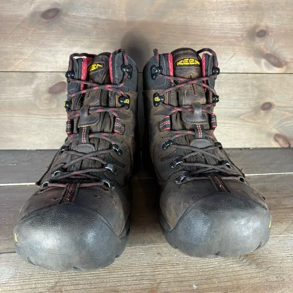 keen pittsburgh mens size 10.5 shoes brown leather steel toe work boots