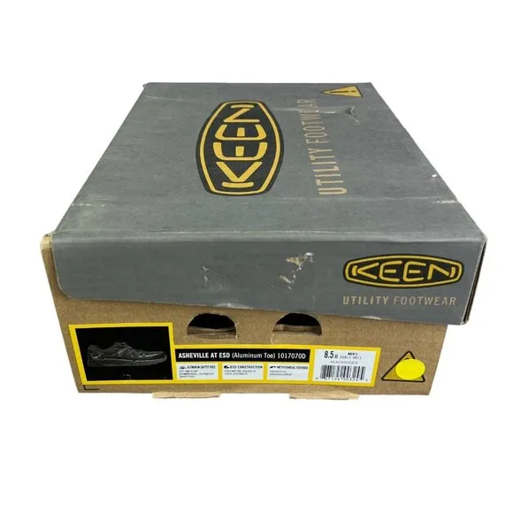 KEEN Utility Asheville ESD Black Aluminum Toe Work Shoes 1017070 Men's Sz 8.5 D