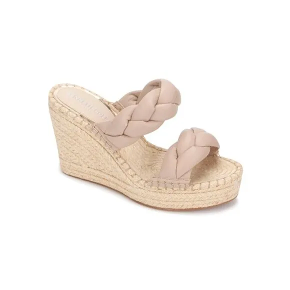 KENNETH COLE NEW YORK Womens Beige 1-1/2&quot; Platform Wedge Sandals Shoes 8 M
