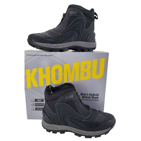 KHOMBU Boots Men's 11 Mason Outdoor Waterproof Rugged Slip-on Zipper Front Shoes