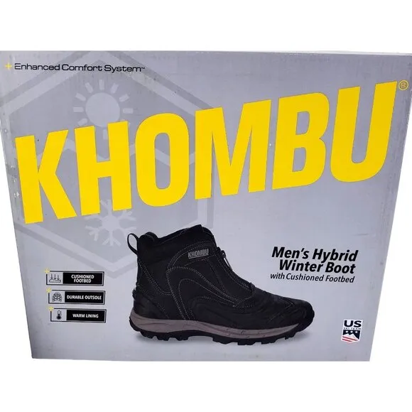 KHOMBU Boots Men's 11 Mason Outdoor Waterproof Rugged Slip-on Zipper Front Shoes
