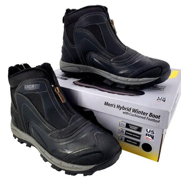 KHOMBU Boots Men's 11 Mason Outdoor Waterproof Rugged Slip-on Zipper Front Shoes