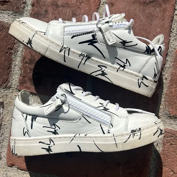 Kids Giuseppe Zanotti Double Zip All Over Print Low Sneaker.
