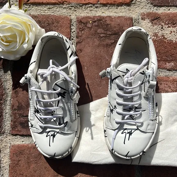 Kids Giuseppe Zanotti Double Zip All Over Print Low Sneaker.