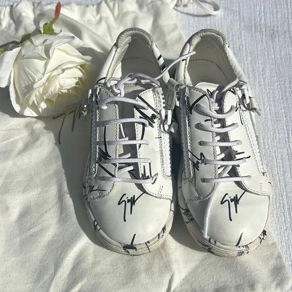 Kids Giuseppe Zanotti Double Zip All Over Print Low Sneaker.