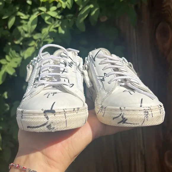 Kids Giuseppe Zanotti Double Zip All Over Print Low Sneaker.