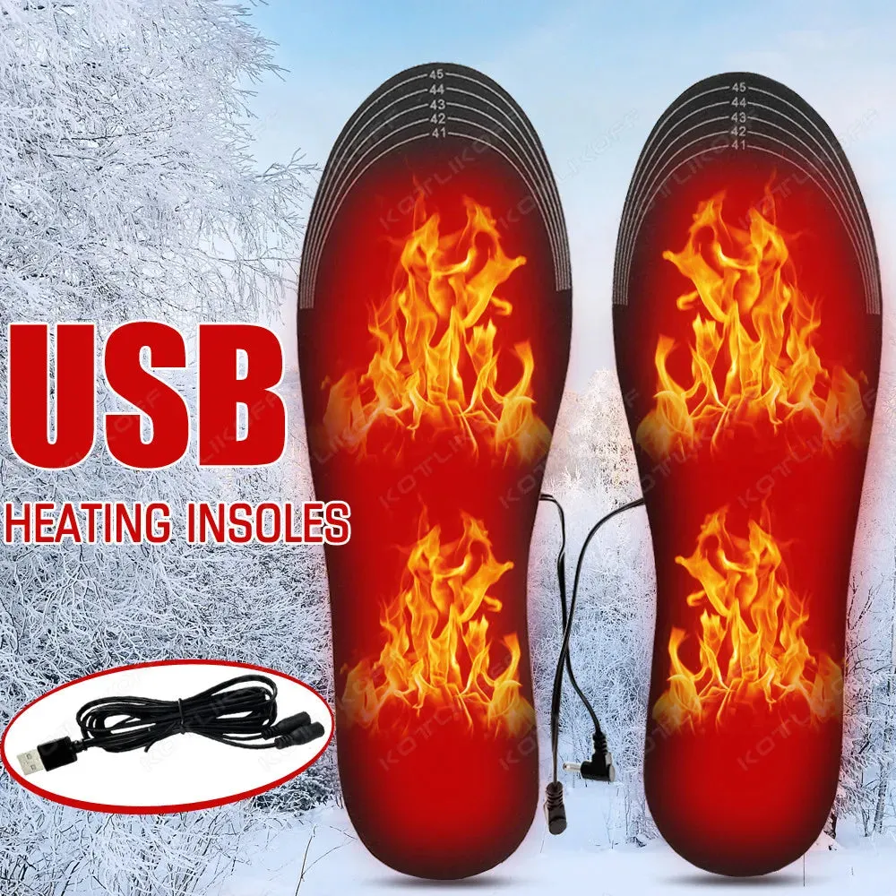 KOTLIKOFF USB Electric Powered Heated Insole Winter Heater Keep Feet Warm Insoles For Shoes Outdoor Skiing Winter Foot Warmers
