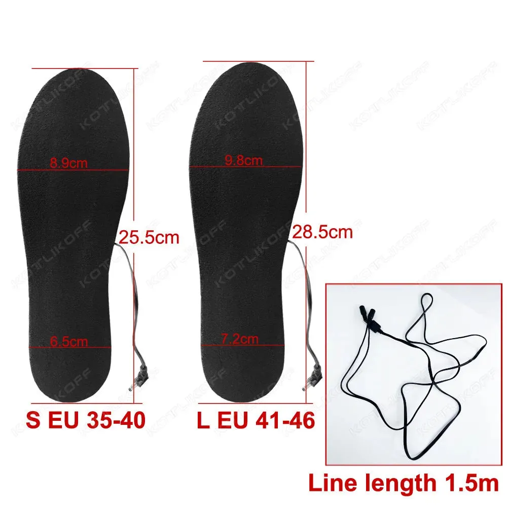 KOTLIKOFF USB Electric Powered Heated Insole Winter Heater Keep Feet Warm Insoles For Shoes Outdoor Skiing Winter Foot Warmers