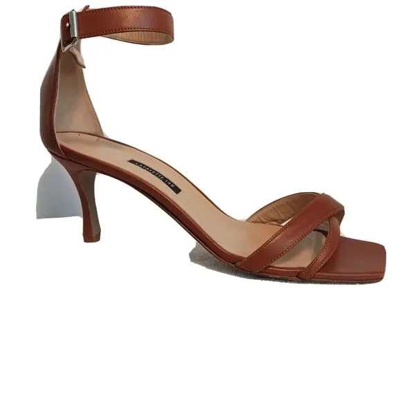 LAFAYETTE 148 Ankle Strap Heels Sz 41 BROWN Sandals Lula Luxury retail $455 NEW