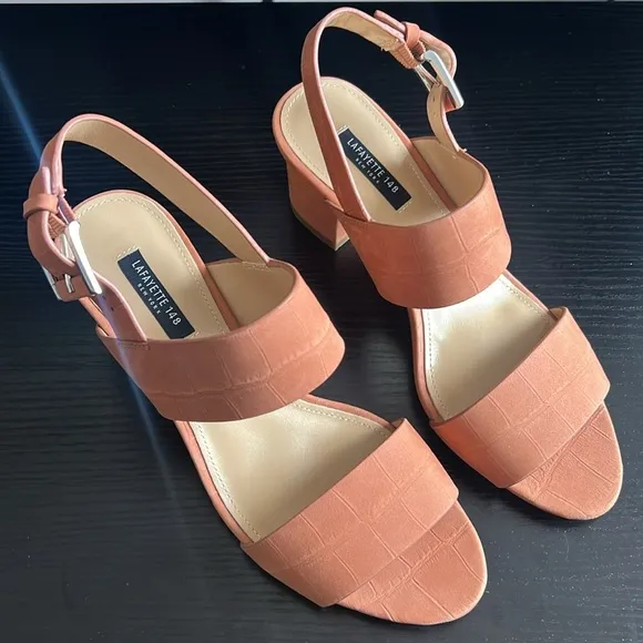 Lafayette 148 Suede Slingback Sandals Neutrals Size 7