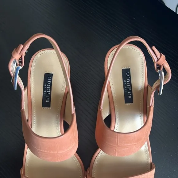 Lafayette 148 Suede Slingback Sandals Neutrals Size 7