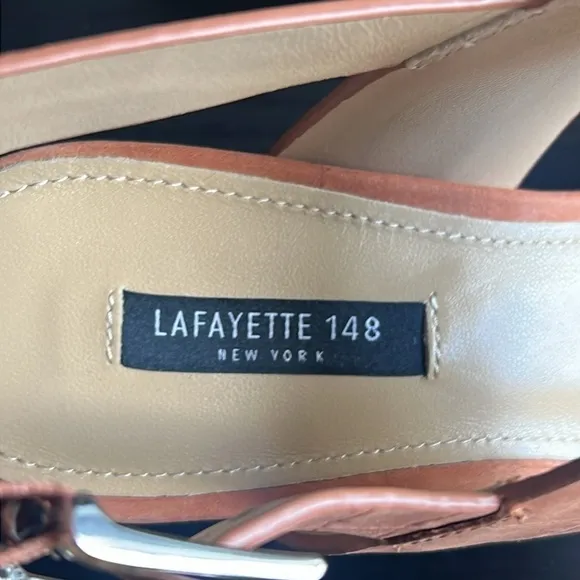 Lafayette 148 Suede Slingback Sandals Neutrals Size 7