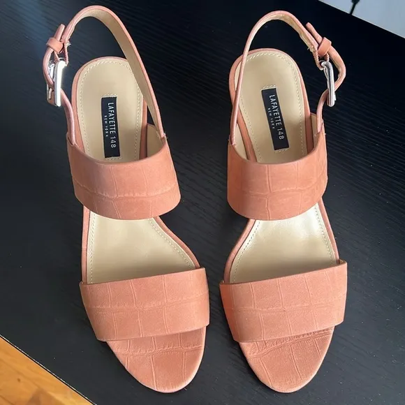 Lafayette 148 Suede Slingback Sandals Neutrals Size 7