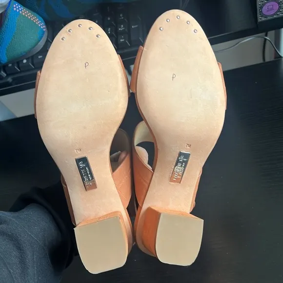 Lafayette 148 Suede Slingback Sandals Neutrals Size 7