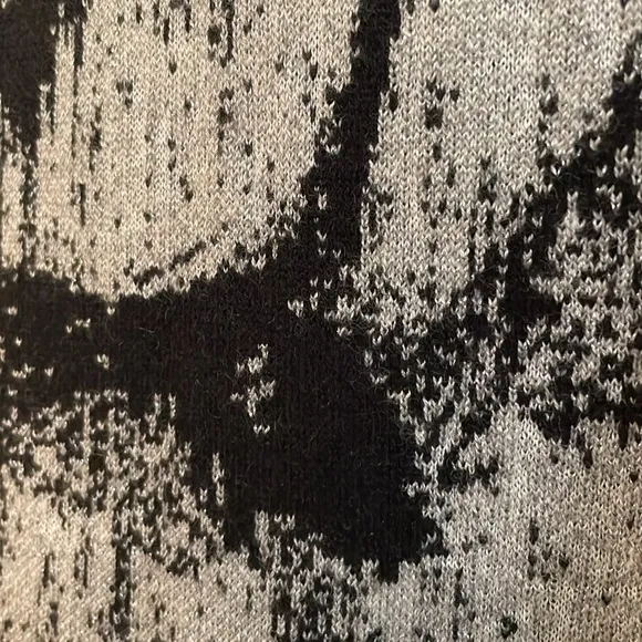 Lafayette 148NY Jacquard Stand Collar Black Gray Patterned Knit Side Slit Dress