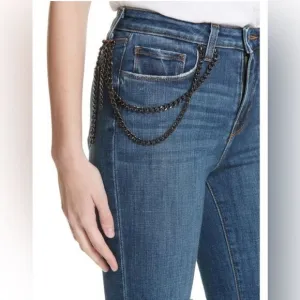 L'AGENCE Luna Chain Detail Ripped Skinny Jeans 29. New