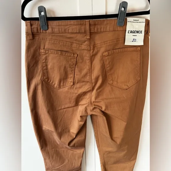 L’AGENCE‎ Women’s NWT Margot High Rise Skinny Brown Denim Pants Size 33
