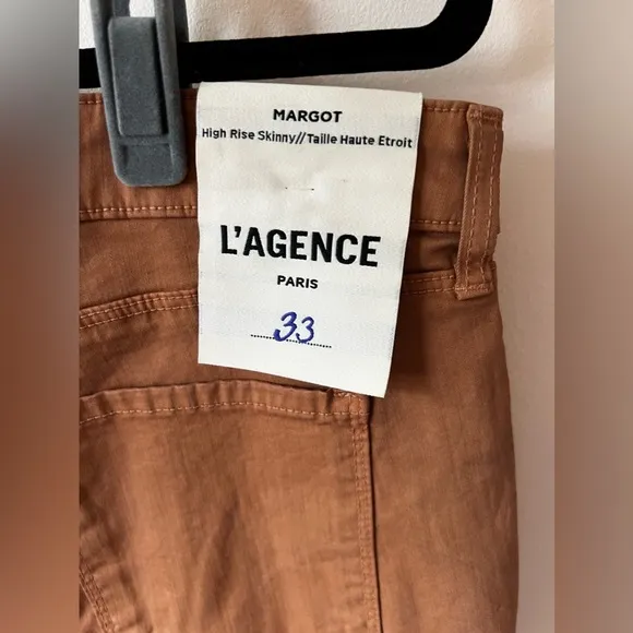L’AGENCE‎ Women’s NWT Margot High Rise Skinny Brown Denim Pants Size 33