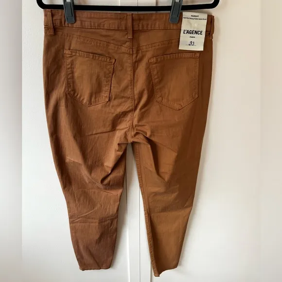 L’AGENCE‎ Women’s NWT Margot High Rise Skinny Brown Denim Pants Size 33