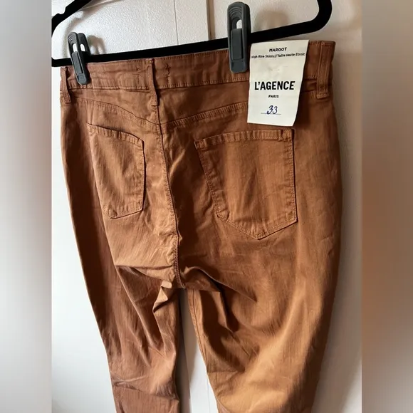 L’AGENCE‎ Women’s NWT Margot High Rise Skinny Brown Denim Pants Size 33