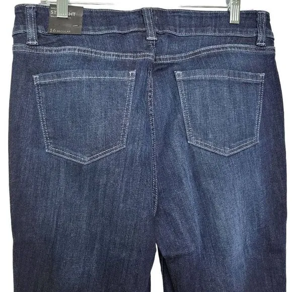 Lane Bryant Signature Fit Straight Mid Rise Dark Wash Jean Size 16R