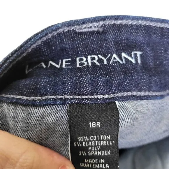 Lane Bryant Signature Fit Straight Mid Rise Dark Wash Jean Size 16R