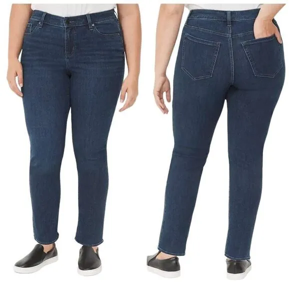 Lane Bryant Signature Fit Straight Mid Rise Dark Wash Jean Size 16R