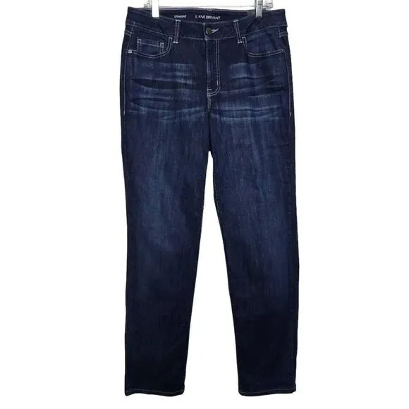 Lane Bryant Signature Fit Straight Mid Rise Dark Wash Jean Size 16R