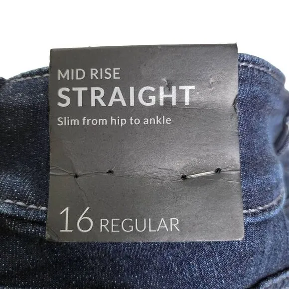 Lane Bryant Signature Fit Straight Mid Rise Dark Wash Jean Size 16R