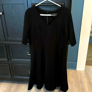Lane Bryant V Neck Fit &amp; Flare Dress in black, size 14/16