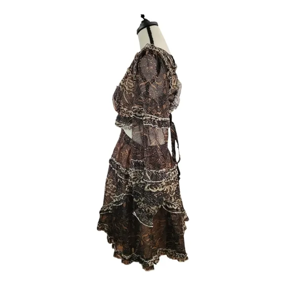 L'Atiste Intricate Pattern Cut Out Lace Up Back Mini Dress by  by Amy