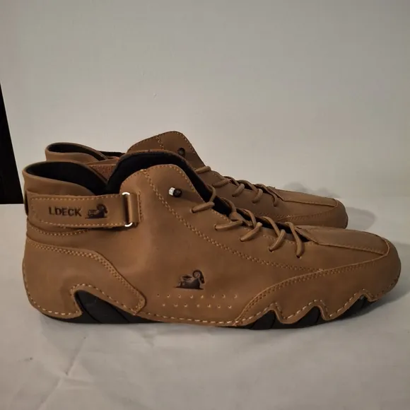 LDECK Men's Tan And Black Slip On Ankle Athletic Shoes