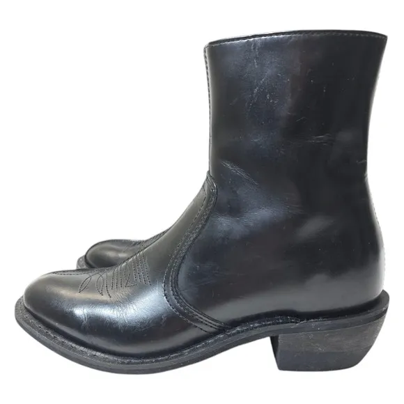 Leather Classics Men's Black Dress Cowboy Boots Size 7.5D Style# 001199