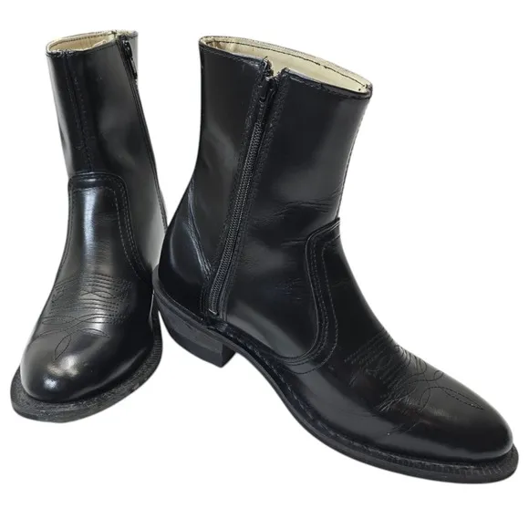 Leather Classics Men's Black Dress Cowboy Boots Size 7.5D Style# 001199