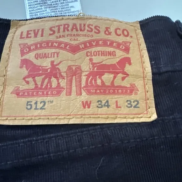 Levi's 512 Pants Mens 34X32 Corduroy Jeans Black Paint Splash Straight 2016 Y2K