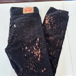 Levi's 512 Pants Mens 34X32 Corduroy Jeans Black Paint Splash Straight 2016 Y2K