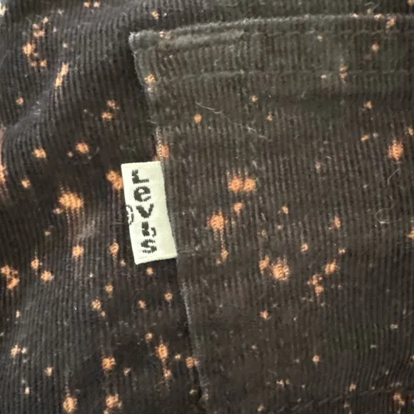 Levi's 512 Pants Mens 34X32 Corduroy Jeans Black Paint Splash Straight 2016 Y2K