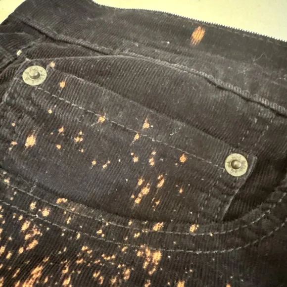 Levi's 512 Pants Mens 34X32 Corduroy Jeans Black Paint Splash Straight 2016 Y2K