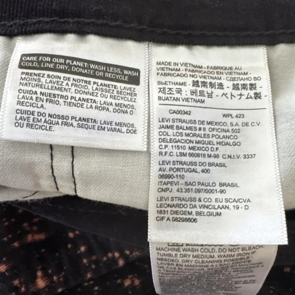 Levi's 512 Pants Mens 34X32 Corduroy Jeans Black Paint Splash Straight 2016 Y2K