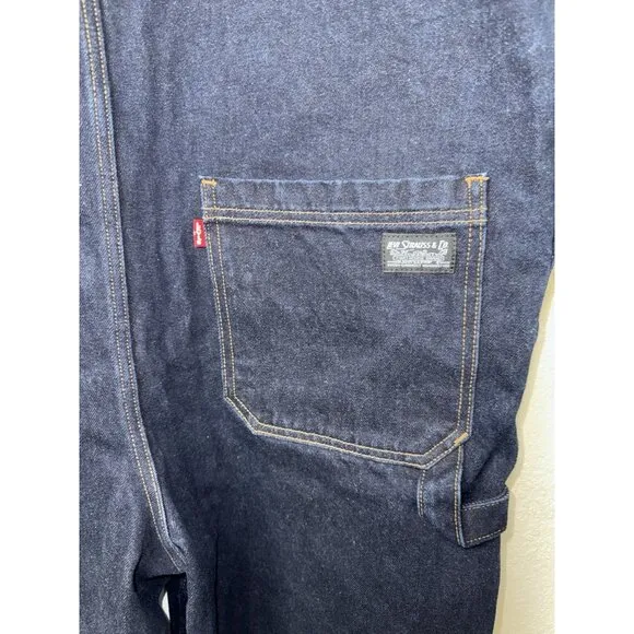 Levi's New Workwear Cordura Dark Navy Denim Overalls XL-2XL 42” Jean Bibs B1
